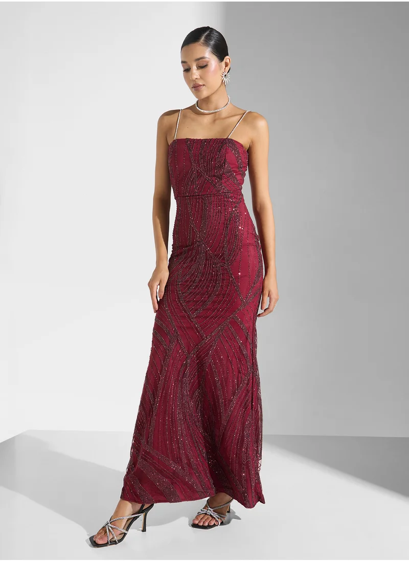 نمشي x Shimmer   Crystal Strap Dress