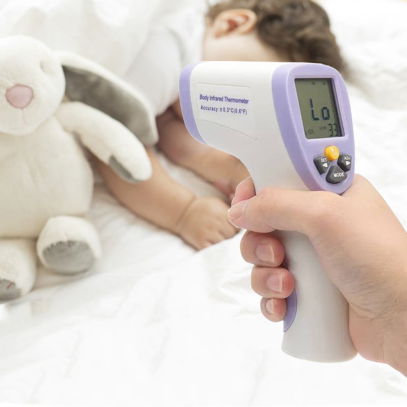 Non-Contact Thermometer: Purple Accurate Measurement Device - 34 Reading Memory & 3-Color Fever Alarm Infrared Thermometer for Home Healthcare - Image 3