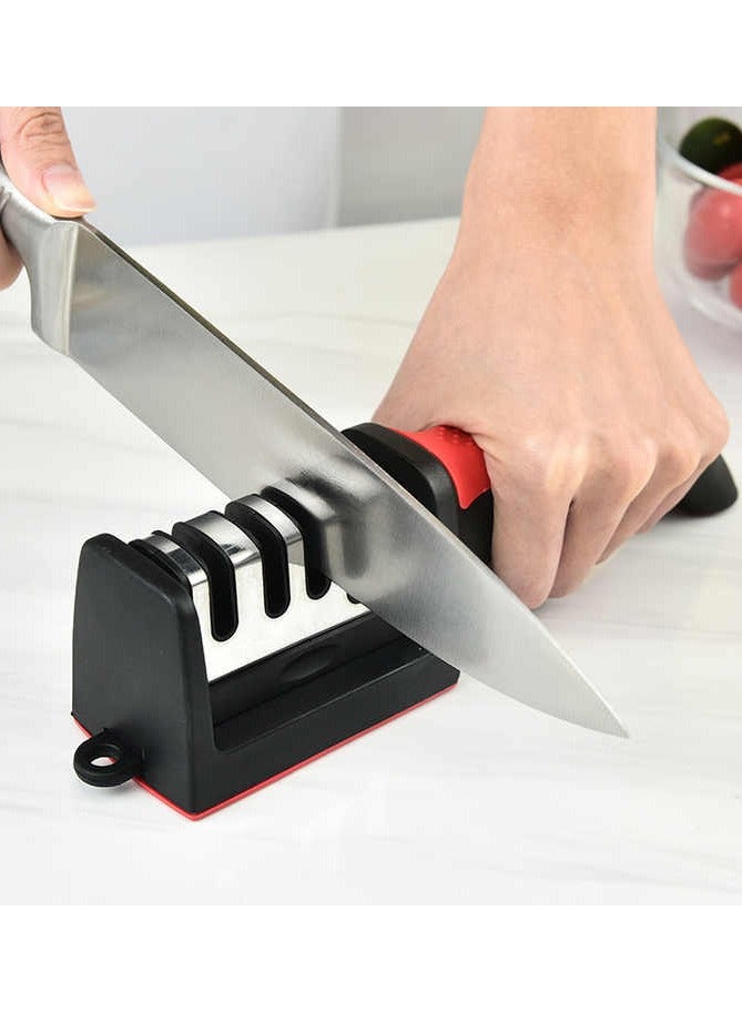 Knife Sharpener 4-Sections Manual – Quick & Easy Knife Sharpening Tool with Ergonomic Handle – Restores Dull Blades Fast – Non-Slip Base, Safe for All Types of Kitchen Knives  - Image 1