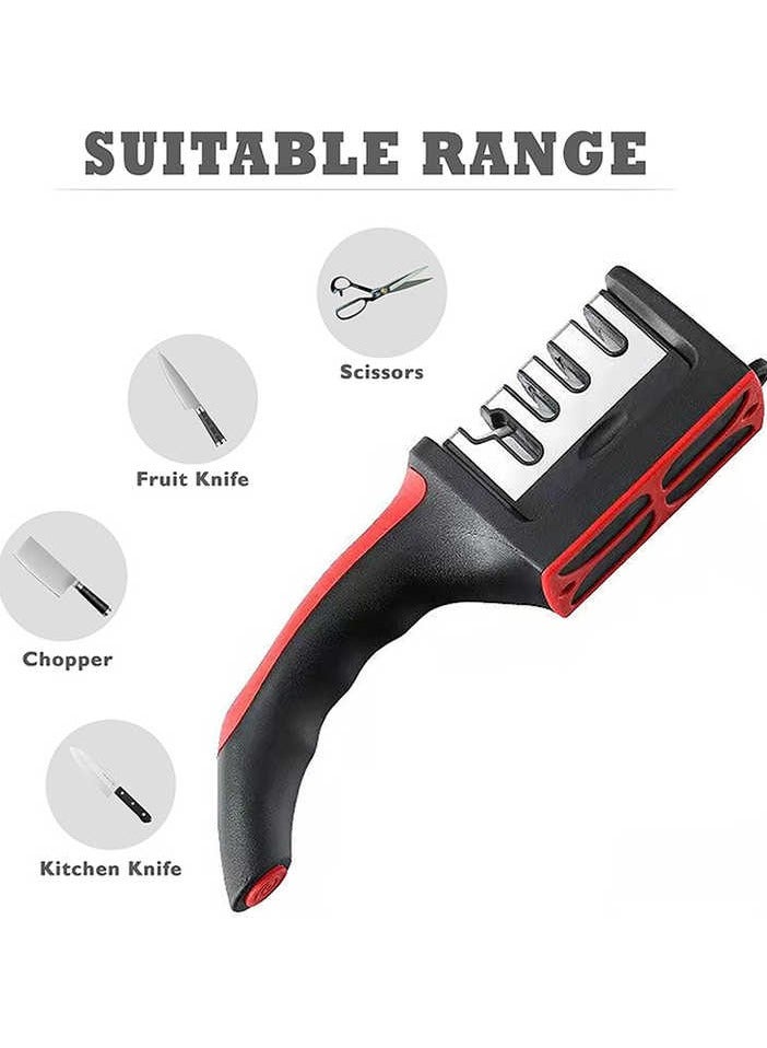 Knife Sharpener 4-Sections Manual – Quick & Easy Knife Sharpening Tool with Ergonomic Handle – Restores Dull Blades Fast – Non-Slip Base, Safe for All Types of Kitchen Knives  - Image 4