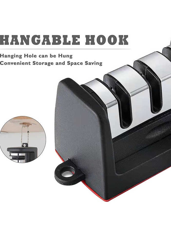 Knife Sharpener 4-Sections Manual – Quick & Easy Knife Sharpening Tool with Ergonomic Handle – Restores Dull Blades Fast – Non-Slip Base, Safe for All Types of Kitchen Knives  - Image 5