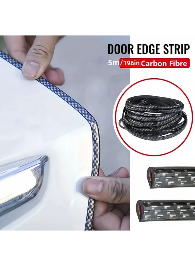 Carbon Fiber Black 5M Anti Collision Car Door Strip Sealed Edge Protection - Image 1