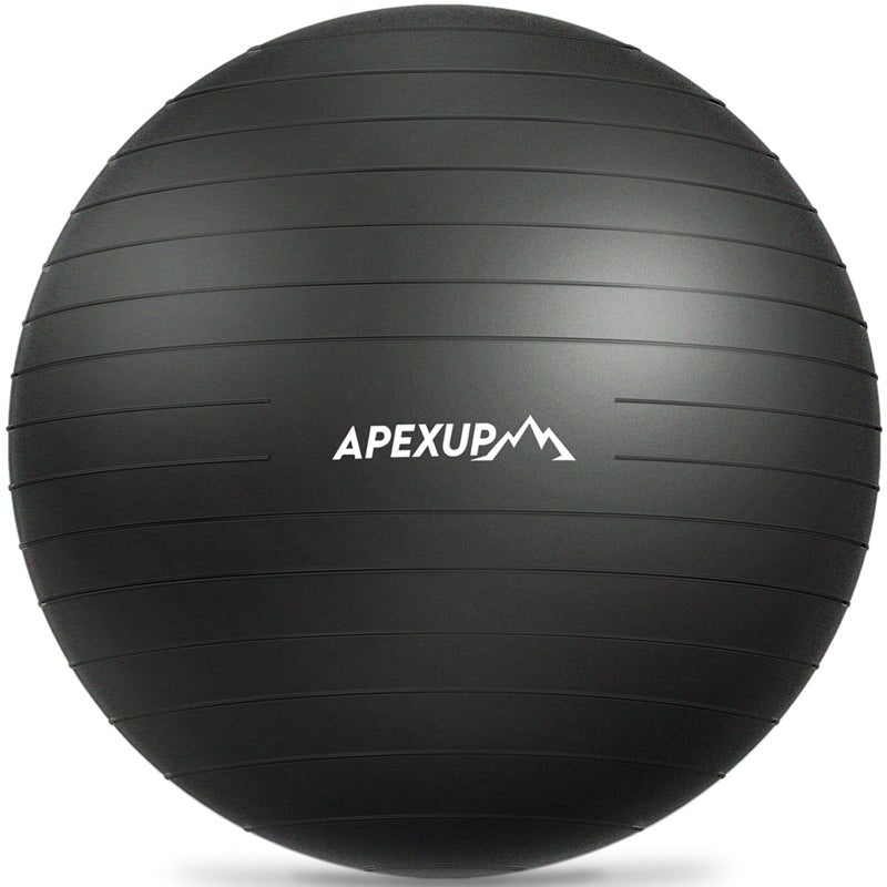 APEXUP Yoga Ball Exercise Ball Anti Slip Heavy Duty for Fitness, Balance & Core Workout (M (19"~22'') 55cm, Black) - Image 1