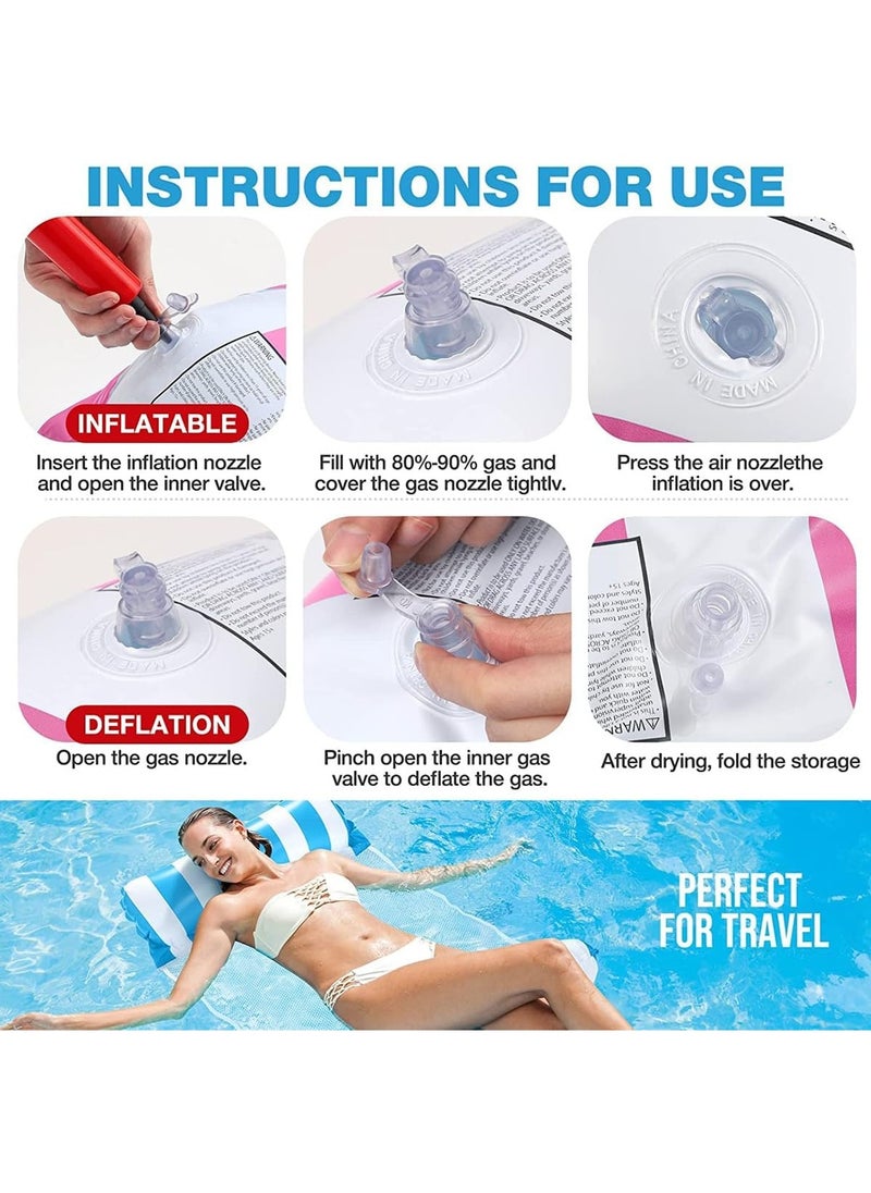 Pool Floats Adult Size Inflatable Pool Float for Swimming Pool Accessories Pool Lounger Sofa Portable Floating Water Hammock Swimming Pool Chair for Outdoor Beach Pool Lake (Blue)