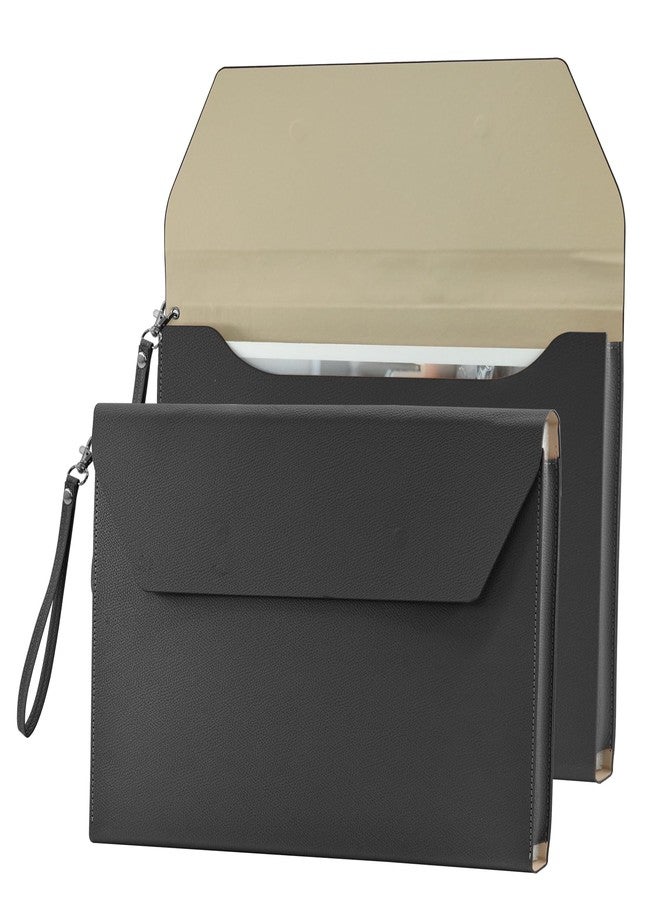 VANRA PU Leather A4 File Folder Waterproof File Folder Organizer Leather Document Portfolio for A4 Letter Size Magnetic Closure Leather Envelope for School, Home and Office (Black) - Image 1
