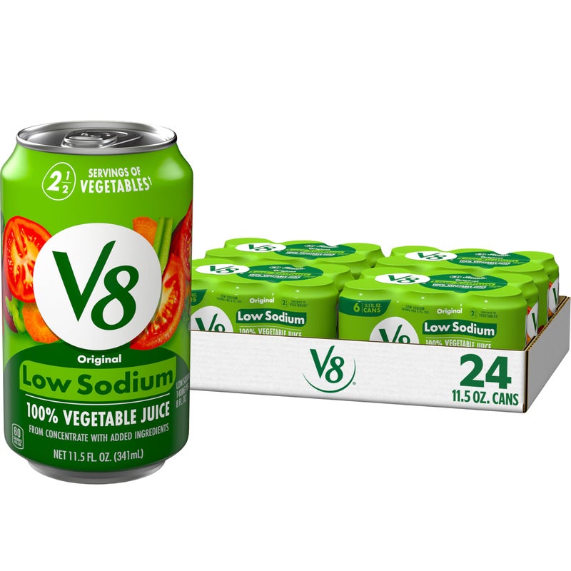V8 Low Sodium Original 100 Vegetable Juice Vegetable Blend with Tomato Juice 115 FL OZ Can Pack of 24 - Image 3