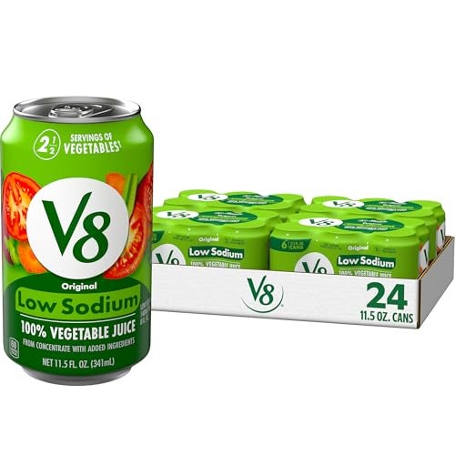 V8 Low Sodium Original 100 Vegetable Juice Vegetable Blend with Tomato Juice 115 FL OZ Can Pack of 24 - Image 1