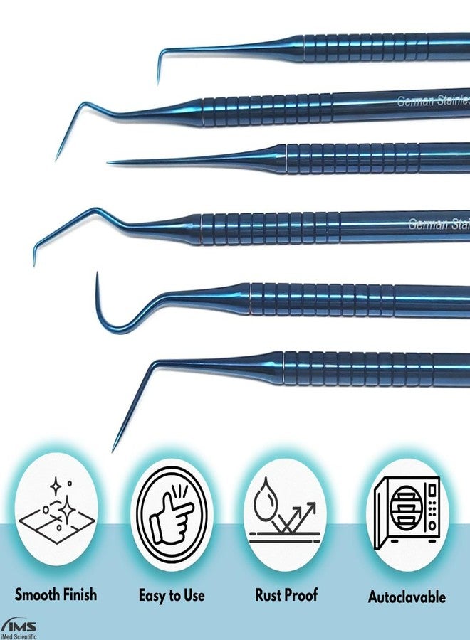 IMED SCIENTIFIC 6 Professional Dental Tartar Scraper Tools Titanium Coated Single Ended Tartar Remover for Teeth, Dental Pick, Plaque Remover, Tooth Scraper for Added Oral Care at Home, Stainless Steel - Image 4