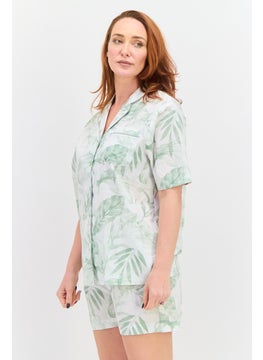 Women 2 Pieces Allover Print Pajama Top And Shorts Set, Green - pzsku/Z1346B27B635A3B2E7E87Z/45/_/1737642924/1fe30982-316d-4e9b-b642-543456a1ec56