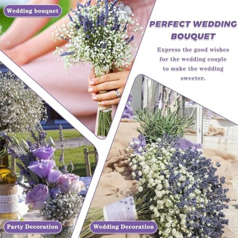 100 Dried Lavender 5 Baby's Breath Flowers Bundles Dried Flower Bouquet for Vase Natural Gypsophila Valentines Day Decor Present for Home Wedding Photography Floral Arrangement DIY - Image 5