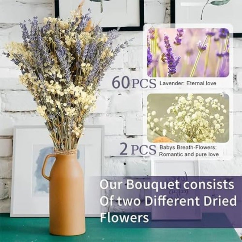 100 Dried Lavender 5 Baby's Breath Flowers Bundles Dried Flower Bouquet for Vase Natural Gypsophila Valentines Day Decor Present for Home Wedding Photography Floral Arrangement DIY - Image 3