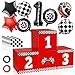Windspeed 418 P Racing Car Party Boxes Windspeed 4 Racecar Boxes for Racing Car Themed Birthday Party Fast One Birthday Decorations with 10 Checkered Flags 8 Race Car Theme Balloons - Image 2
