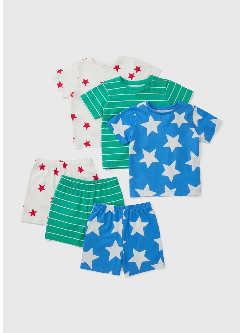 Matalan 3 Pack Kids Multicolour Star Pyjama Sets