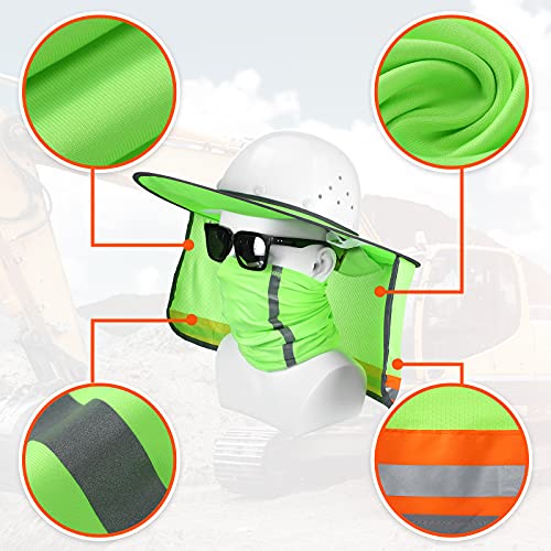 SATINIOR 2 Pcs Sun Hard Hat Neck Protection High Visibility Full Brim Mesh Sun Protection and Neck Gaiter Bandana Face Scarf for Construction Helmet Hard Hat Accessories, Reflective(Black) - Image 2