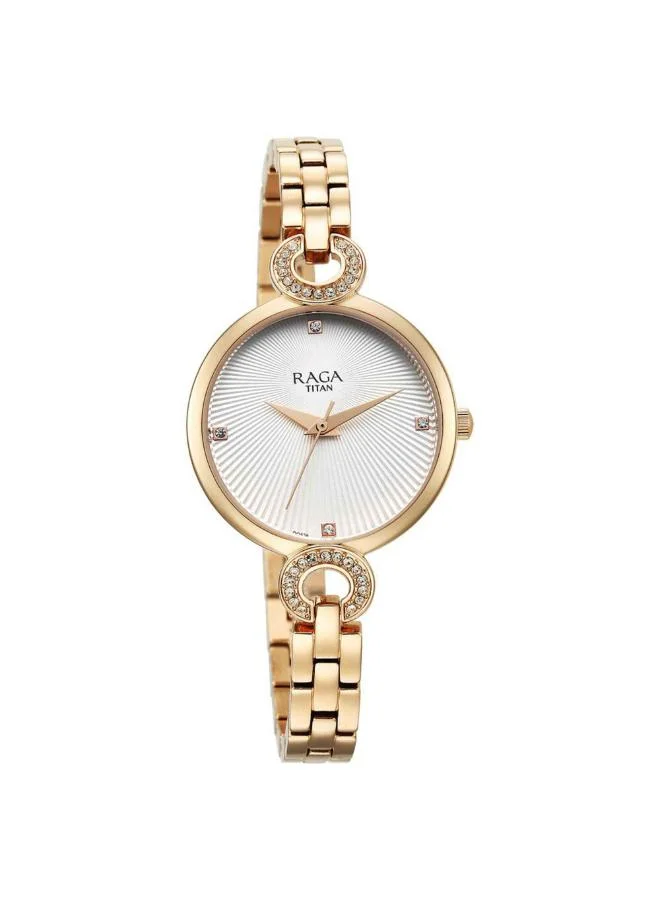 تيتان Women Analog Display Watch With Rose Gold Metal Strap - 95278WM01