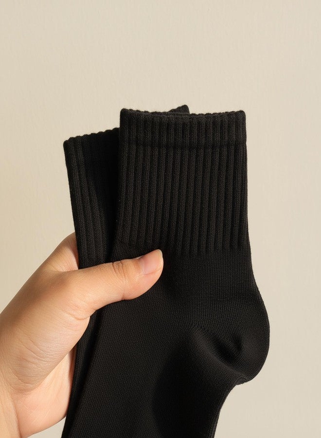 SERISIMPLE Womens Mini Crew Thin Viscose Bamboo Socks Soft Above Ankle Casual Socks Comfort Solid Color 5 Pairs (US, Alpha, Medium, Regular, Regular, Black) - Image 4
