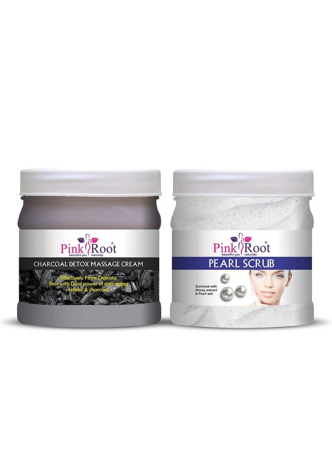 Pink Root - Pink Root Charcoal Cream 500gm with Pearl Scrub 500gm - Image 1