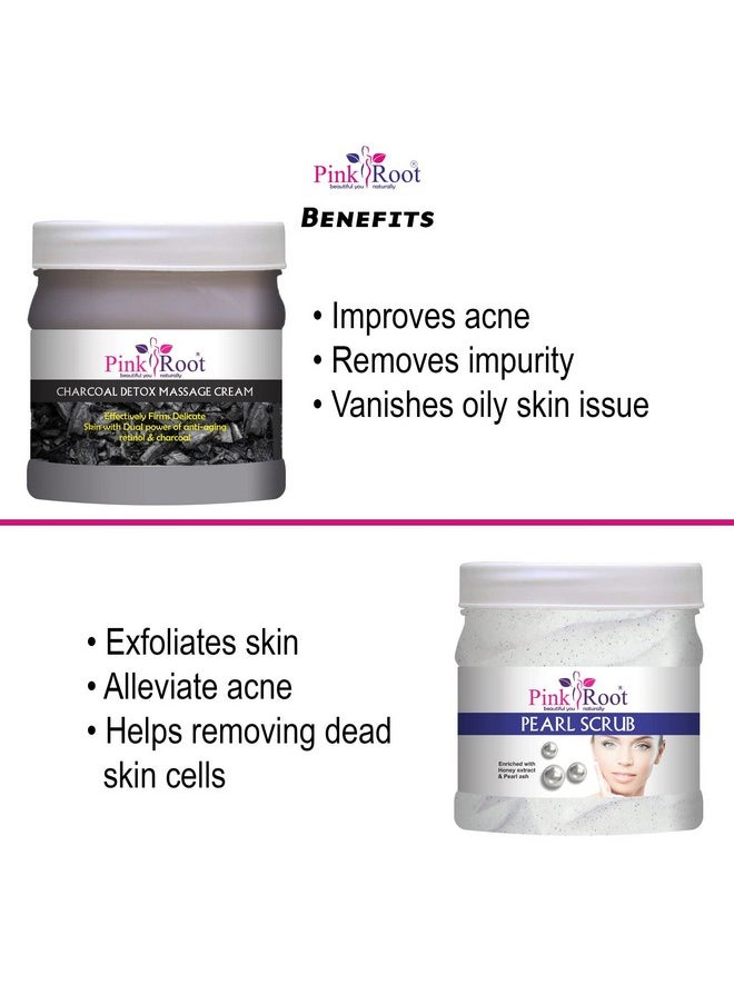 Pink Root - Pink Root Charcoal Cream 500gm with Pearl Scrub 500gm - Image 1