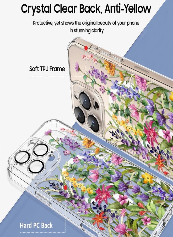 OOK Magnetic for iPhone 16 Pro Case Clear [Compatible with Magsafe] Full Camera Lens Cover and Colorful Rattan Flower Design for iPhone 16 Pro 6.3 Inch - Image 5