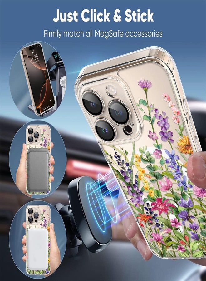 OOK Magnetic for iPhone 16 Pro Case Clear [Compatible with Magsafe] Full Camera Lens Cover and Colorful Rattan Flower Design for iPhone 16 Pro 6.3 Inch - Image 4
