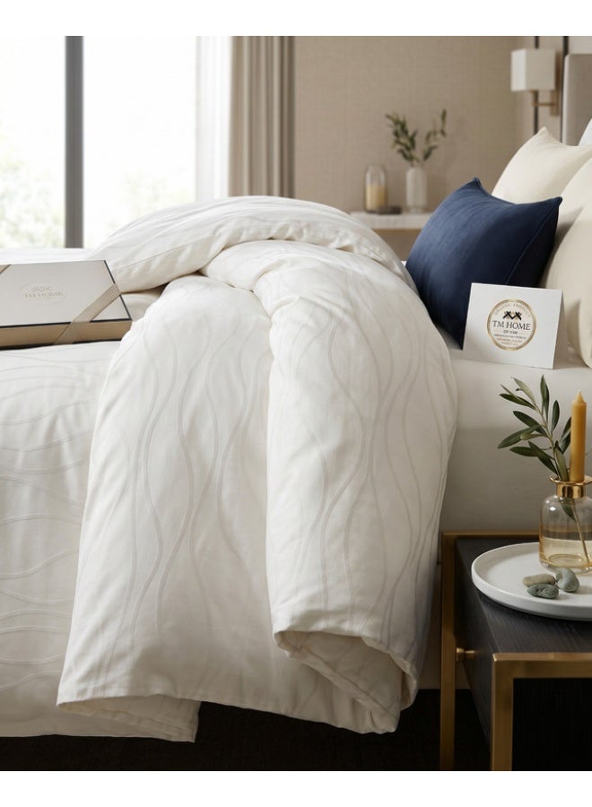 TM HOME Wave Jacquard Duvet Cover Set, 3 Pieces, 50 x 70 cm, 100% Natural Cotton, Premium Hotel Quality - Image 2