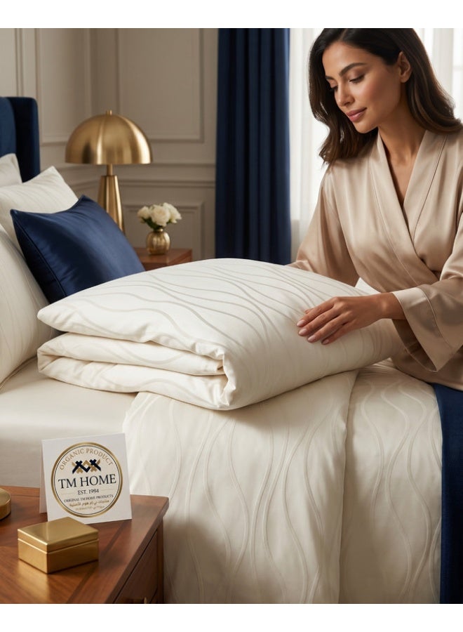 TM HOME Wave Jacquard Duvet Cover Set, 3 Pieces, 50 x 70 cm, 100% Natural Cotton, Premium Hotel Quality - Image 1