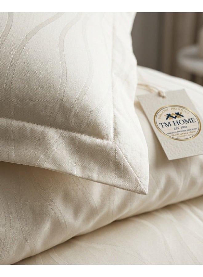 TM HOME Wave Jacquard Duvet Cover Set, 3 Pieces, 50 x 70 cm, 100% Natural Cotton, Premium Hotel Quality - Image 4