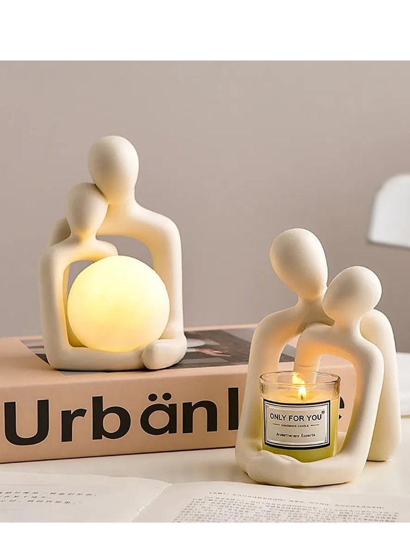 راكسوم تمثال زوجين، منحوتة، قارئ كتب، مصباح طاولة، زخرفة، تماثيل فنية حديثة، سطح طاولة - مفكر القمر الأبيض - Image 2