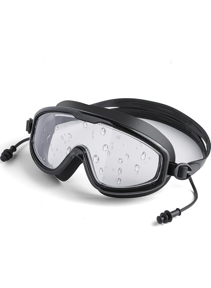 SUCITY 180° Wide View Swimming Goggles – Large Frame Anti-Fog & UV Protection, Leakproof Adjustable Swim Goggles for Adults with Earplugs & Case - Image 1