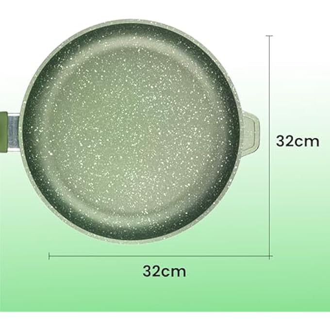 Bright Stone HighTech Induction Frypan With Glass Lid  24Cm Nonstick Triple Layer Greenstone Coated Frying Pan  Italian HeavyGauge Aluminum Skillet Pan  Scratch Resistant And Nickle Free  Green - Image 3