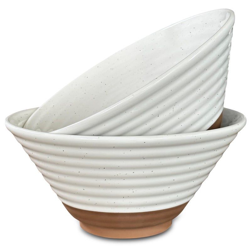 MORA Ceramic Ramen Bowl Set of 2, 45oz - Great for Pho, Miso Udon Soup, Instant Noodles, Serving, Thai or Asian Food - Microwave Safe Large Japanese Noodle Bowls, Modern Kitchen - Vanilla White - Image 1
