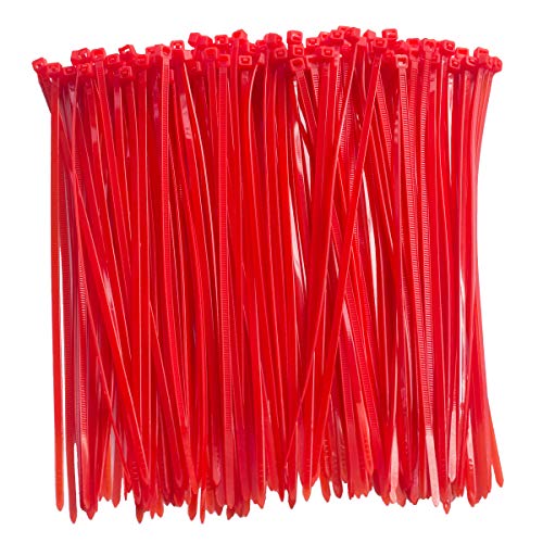 MILEKE 8 Inch Clear Zip Ties (Tying Length 6.7"), 300pcs Nylon Cable Ties,Heavy Duty Cord Strap RED - Image 1