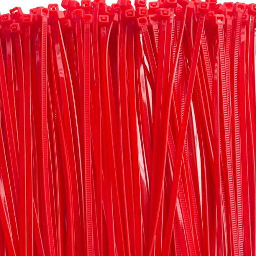 MILEKE 8 Inch Clear Zip Ties (Tying Length 6.7"), 300pcs Nylon Cable Ties,Heavy Duty Cord Strap RED - Image 4