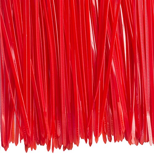 MILEKE 8 Inch Clear Zip Ties (Tying Length 6.7"), 300pcs Nylon Cable Ties,Heavy Duty Cord Strap RED - Image 5