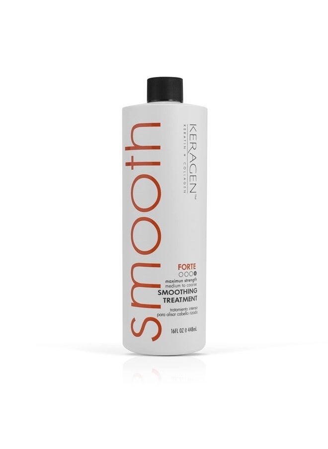KERAGEN - Brazilian Keratin Smoothing Treatment, Blowout Straightening System for Dry and Damaged Hair - Forte, Sulfate Free - Eliminates Curls and Frizz, Medium to Coarse Hair (16 Oz) - Image 1