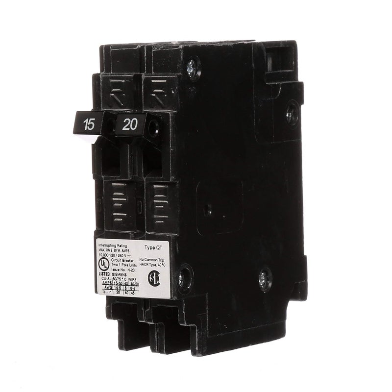 SIEMENS Siemens Q1520NC One 15Amp and One 20Amp Single Pole 120V NonCurrent Limiting Circuit Breaker  - Image 1