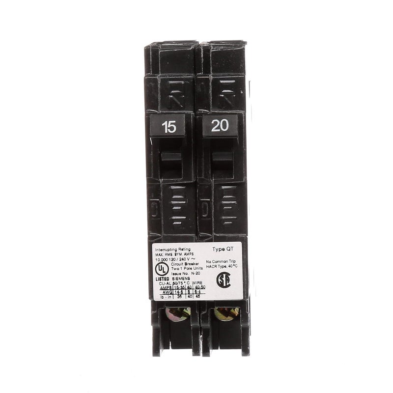 SIEMENS Siemens Q1520NC One 15Amp and One 20Amp Single Pole 120V NonCurrent Limiting Circuit Breaker  - Image 2