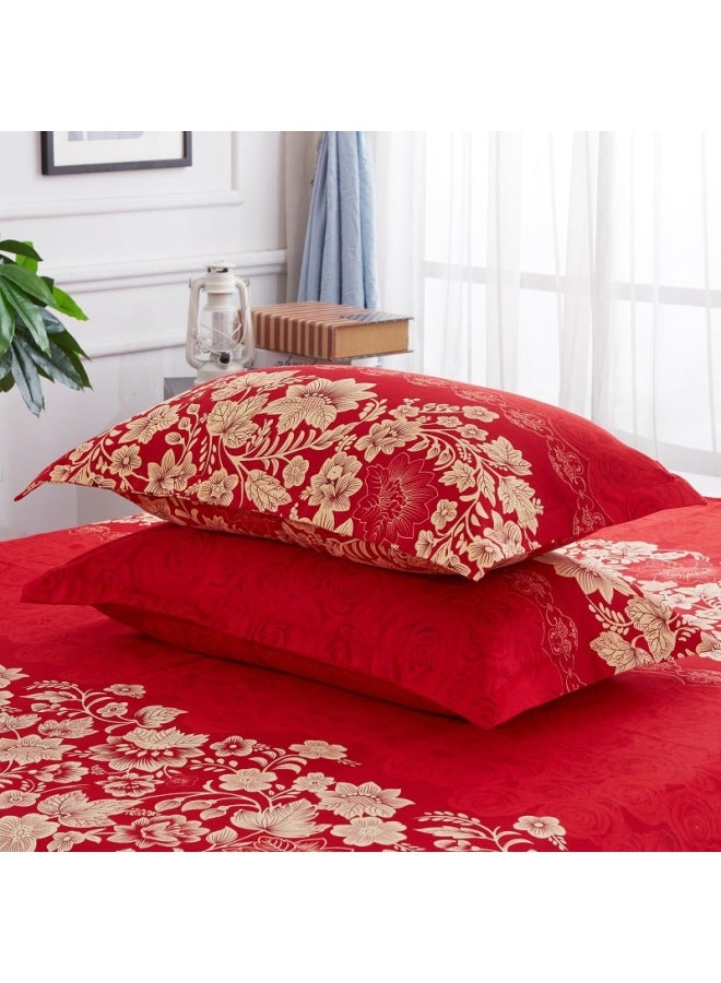 Household Pillowcase Single Double Wedding Celebration Red Couple Pillow Pillowcase 48x74 One Pair Two Pieces Free Shipping-Color:Love You All Your Life-Specifications:48cmX74cm  - Image 2