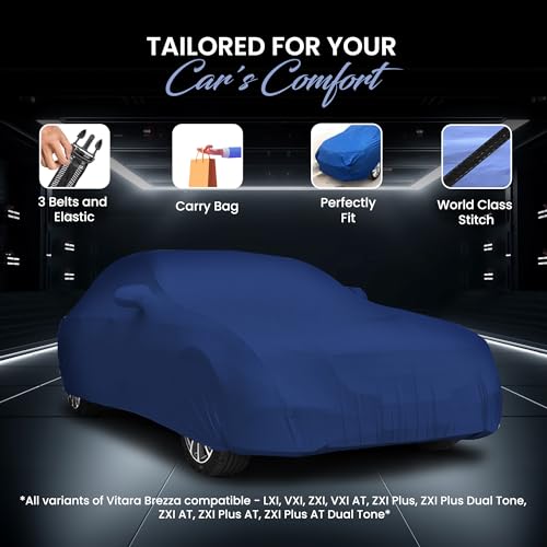AutoGuys Car Cover Waterproof TU-I for Maruti Vitara Brezza [Year 2015 Onwards] - Vitara Brezza Car Cover Dust & UV Protection Vitara Brezza Car Body Cover with Mirror Pocket Cotton Lining - Image 2