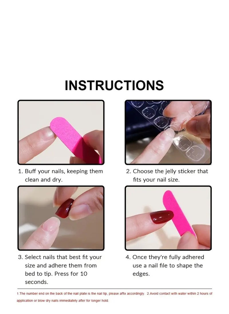 Press On Nails 24pcs,Long Pointed Nail Art French Style Inlaid Diamond Wear Nail.Fake Acrylic Nails With Glue Kit.