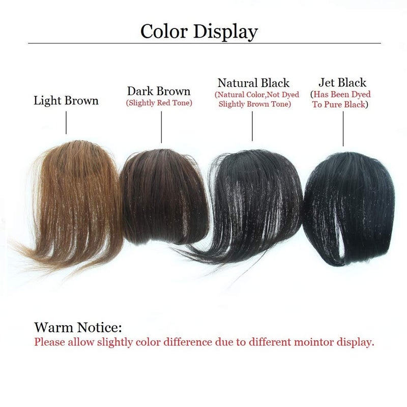 Dsoar Side Bangs Clip in Real Human Hair Bang Natural Clip on Straight Fringe Hair Extensions(Natural Black Color) - Image 2