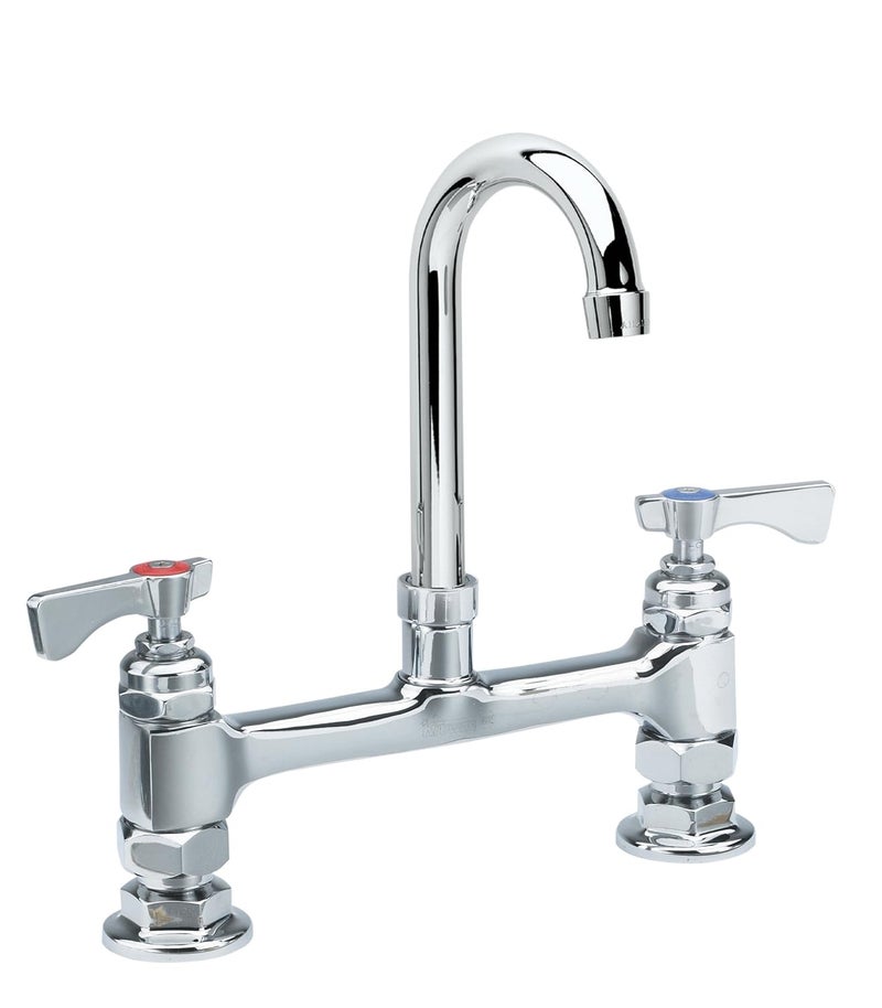 Krowne 15802L Krowne Royal Series Faucet Deck Mount 8 Centers 812 gooseneck spout 14 Turn Ceramic Cartridge Valve Low Lead Compliant NSF