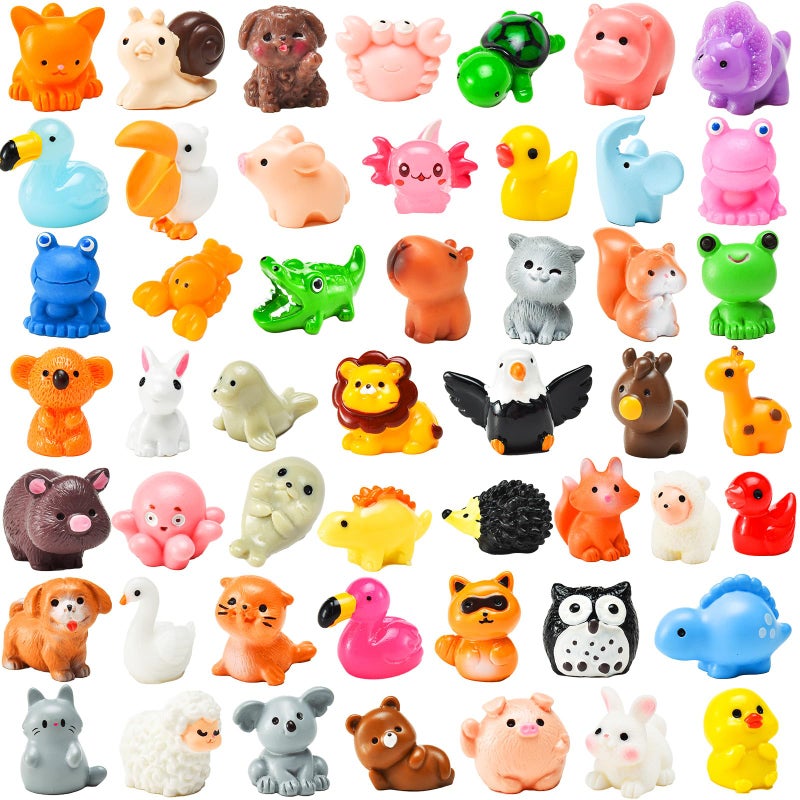 PAPPYN-A 50 Pcs Mini Resin Animal Tiny Resin Animals Figurines Bulk Miniature Little to Hide Small Animal Figures Bulk for Micro Fairy Party Favors Garden Landscape Accessories Dollhouse Crafts Decor - Image 1