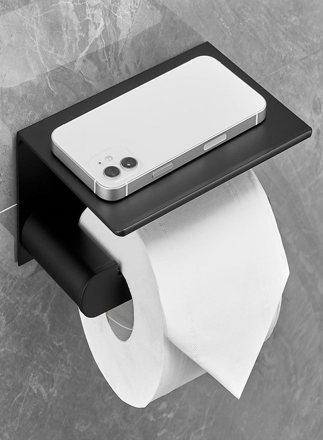 Plantex Space Aluminium Toilet Paper Holder with Mobile Stand/Tissue Paper Roll Holder/Toilet Roll Holder for Bathroom Accessories (Black) - Image 3