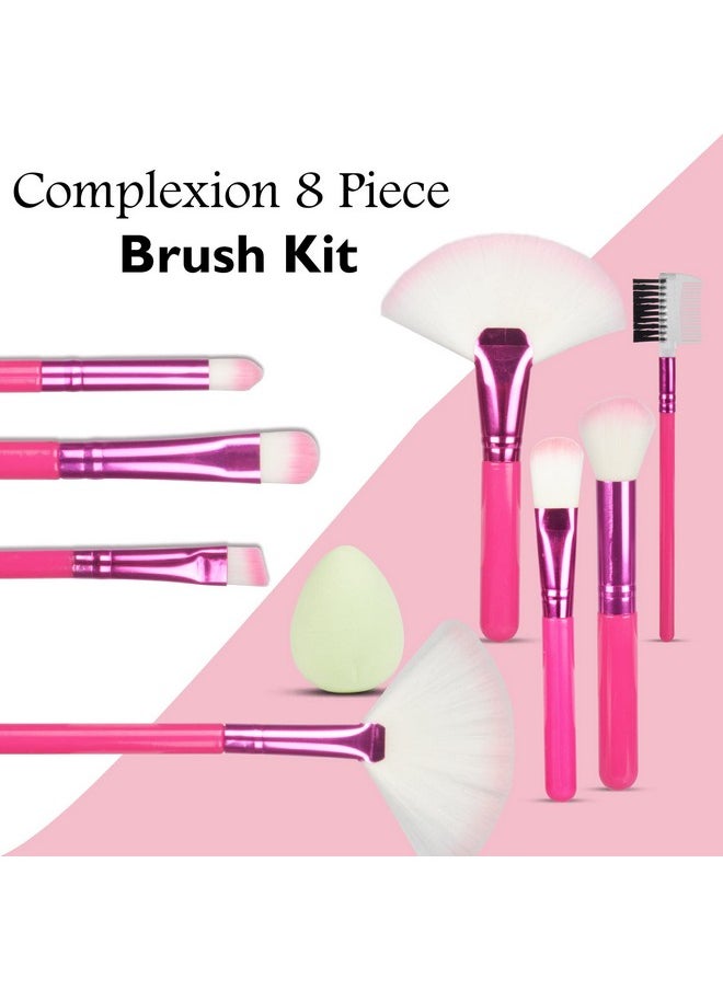 adbeni - Makeup Brush Set Professional Eyebrow, Fan, Eyeshadow, Eyebrow Comb, Powder, Concealer, Hoghlighter, Foundation Blending Brushes Kit (Set Of 8) & 1 Beauty Blender - Image 1