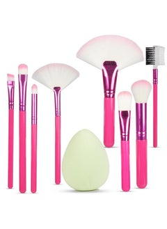 Makeup Brush Set Professional Eyebrow, Fan, Eyeshadow, Eyebrow Comb, Powder, Concealer, Hoghlighter, Foundation Blending Brushes Kit (Set Of 8) & 1 Beauty Blender