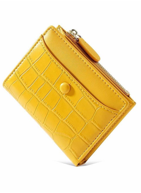 Small Purses for Women Fashion Stone Pattern Girls Wallet Thin and Light Card Holder Organizer (Yellow)