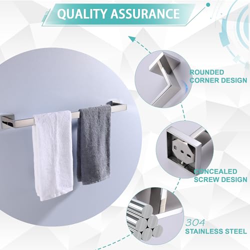 LANC Bath Towel Bar 24-Inche Stainless Steel Towel Rack for Toilet Bathroom Hardware Silver Towel Hanger Towel Rail Towel Rod Heavy Duty Wall Mounted Towel Holder Chrome Polished, A8804CP-6P1 - Image 4