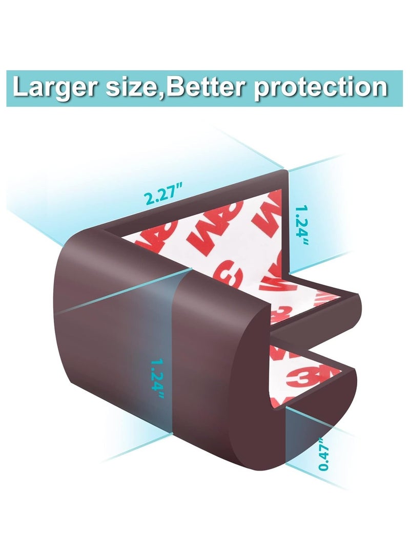 8-Pack Corner Protectors Baby Proof, Furniture Corner and Edge Safety Bumpers, Soft Rubber Foam Cushion Covers, 3M Taped Corner Guards, Baby Child Proofing Pads, Table Corner Protectors, Brown - Image 2