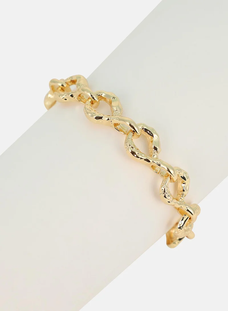 SOHI SOHI Women The Hammered Orb-Link Chain Bracelet | California  Colour | One-Size | Metallic Alloy Material | Lobster Clasp Closure | Bracelet For Casual & Evening Wear